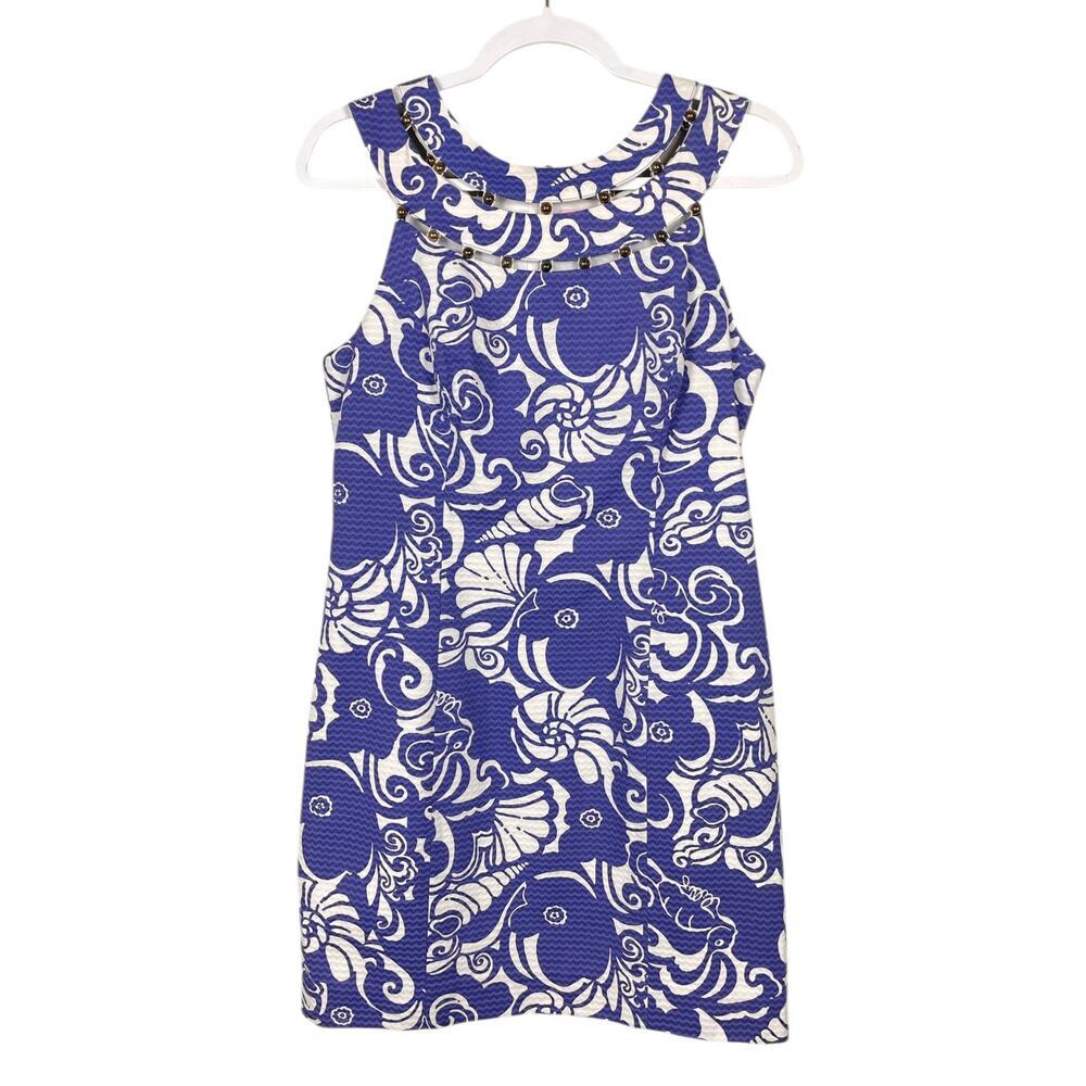 Lilly Pulitzer Lindy Dress Spectrum Blue Tide Pools Size 6 Beach SeaShell Resort